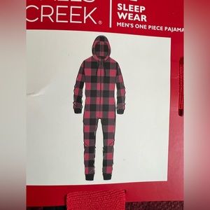 Mens 1piece Union suit in Red Holiday Buffalo plaid